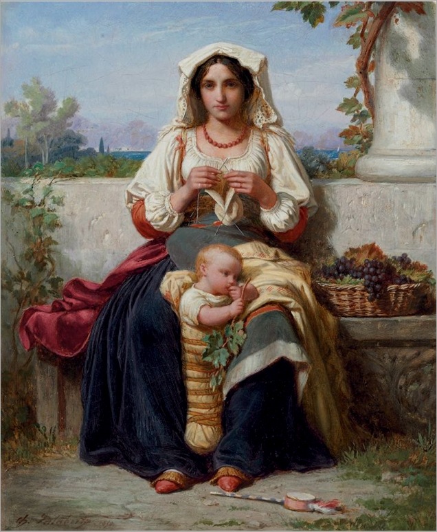 Charles Francois Jalabert (Nimes 1819-1901 Paris) Jeune Mere Italienne 1850