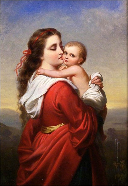 FannyGeefs-mother-embracing-a-child-in-a-landscape-