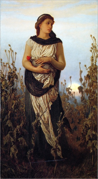 Girl with poppies, 1877-Elihu-Vedder