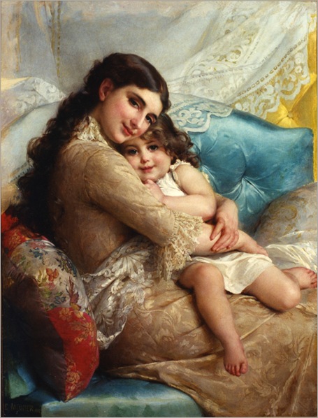 portrait_of_a_mother_and_daughter-Emile_Munier-1840-1895