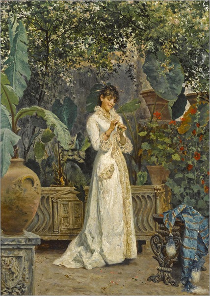 Cesare Tiratelli (1864-1933) - A lady in her garden