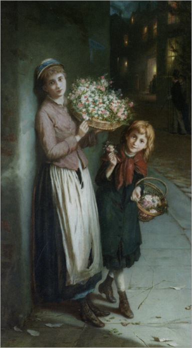 Mulready_Augustus_Edwin_Flower_Girls_A_Summers_Night_1885