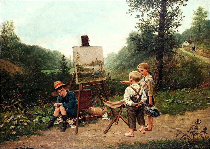 Constant Aimе Marie Cap (Belgian b. 1842) - The young critics
