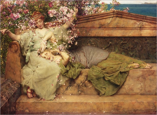 in-a-rose-garden-Sir-Lawrence-Alma-Tadema