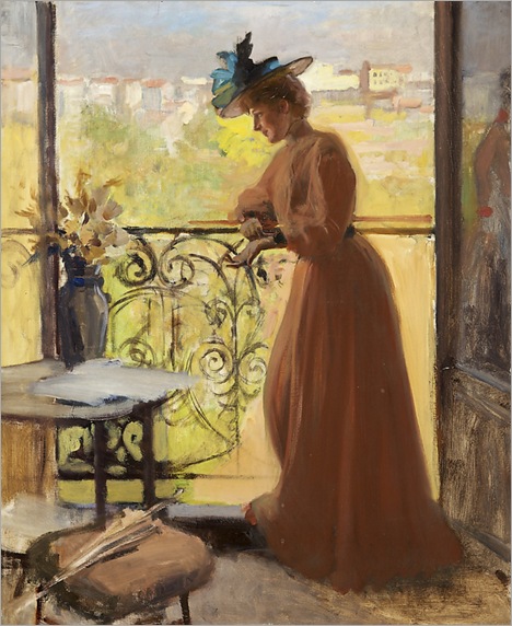 Lady on a Balcony (1884). Albert Edelfelt (Finnish, 1854-1905)