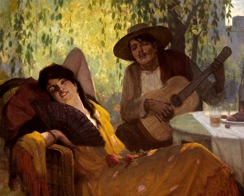 Песня поют итальянцы. Gordon Coutts (1868 – 1937) портретв. Gordon Coutts (1868 – 1937) картины. Испания Серенада живопись.