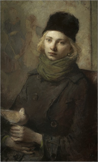 Portrait of Girl with Dove - Charles Weed