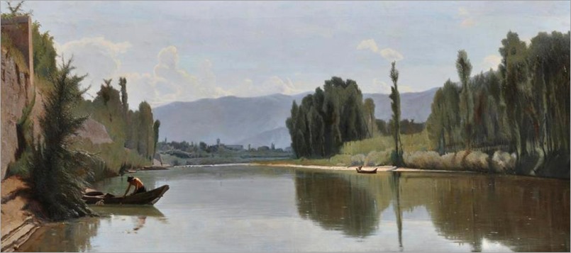 L´Arno a Varlungo, 1868-Odoardo Borrani (italian painter)