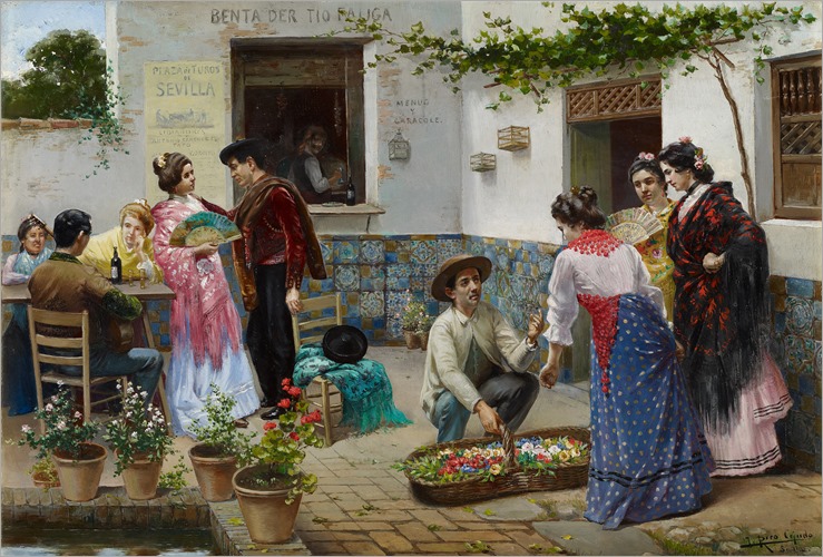 José Rico Cejudo (1864-1943, spanish)- Andalusians at the Country Inn
