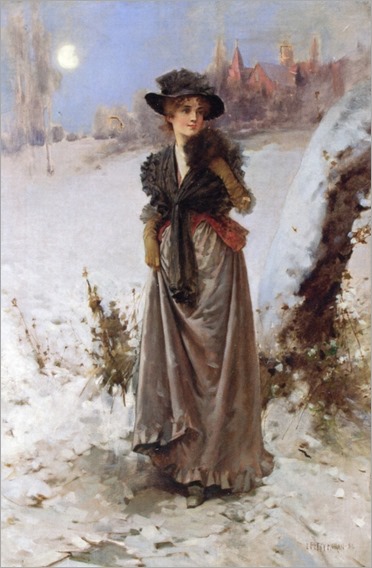 Edward Percy Moran_Portrait of a Woman in a Black Hat-1891