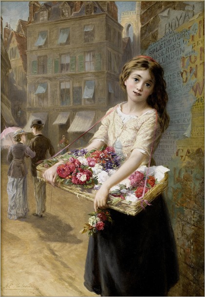 Augustus Edwin Mulready - A Street Flower Seller 1882