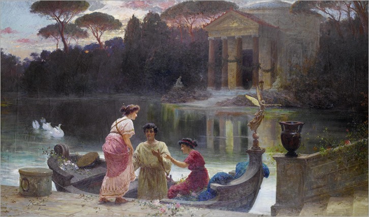 Ettore Forti (active 1880 - 1920) - Evening at the temple