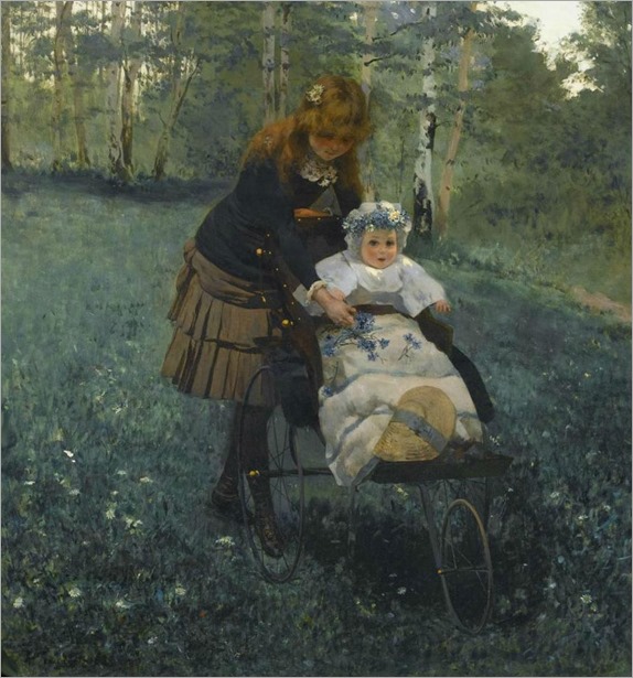 Collecting Bluebells - Albert Raudnitz (german painter-19th century)