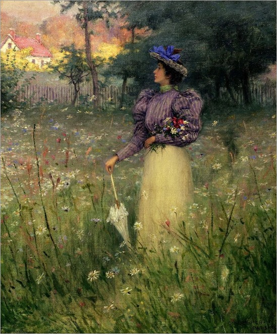 Gathering Wildflowers - 1895 -Charles Heberer (american painter)