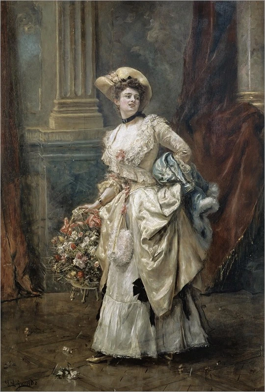 EDUARDO LÉON GARRIDO (MADRID 1856-CAEN 1949)-lady with flowers