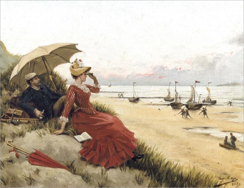 constant aimé marie cap (belgian, 1842-1915)-at the beach 1889