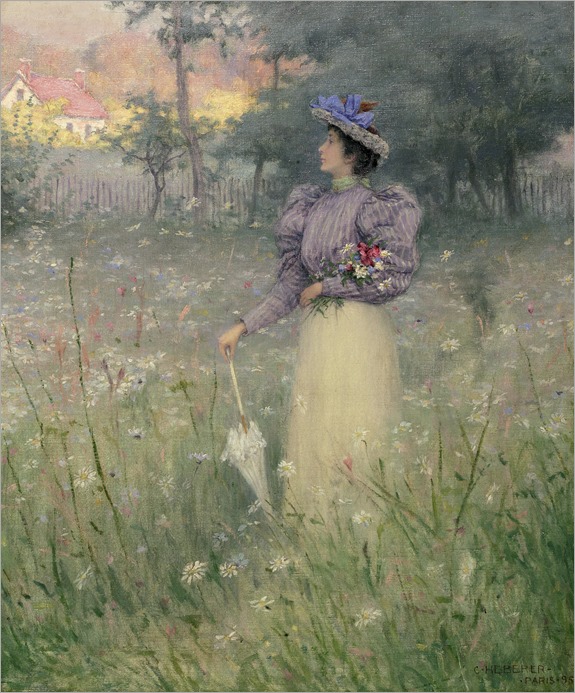 Gathering wildflowers, 1885-Charles-Heberer-american, 1868-1951