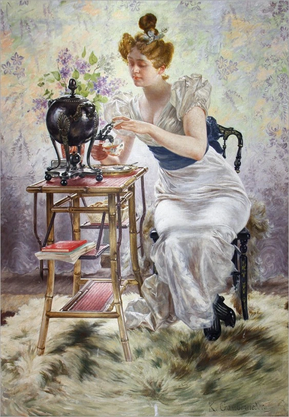 karl gampenrieder (german 1860-1930)-teatime